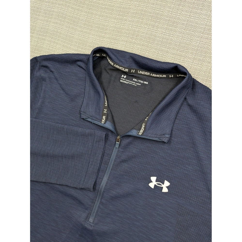 Under Armour Pullover Mens 2XL Blue Fitted 1/4 Zip Long Sleeve Athletic